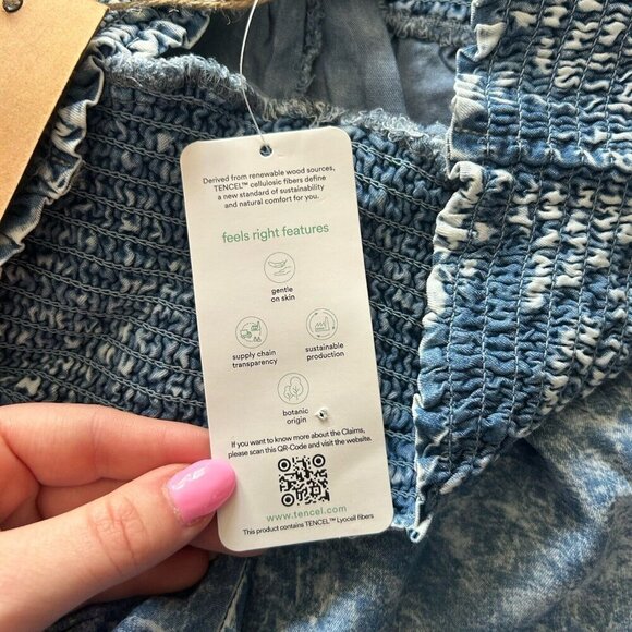 Thread & Supply Elastic Waist Blue Flowy Shorts Womens Size Small S Summer Pool - Picture 7 of 9